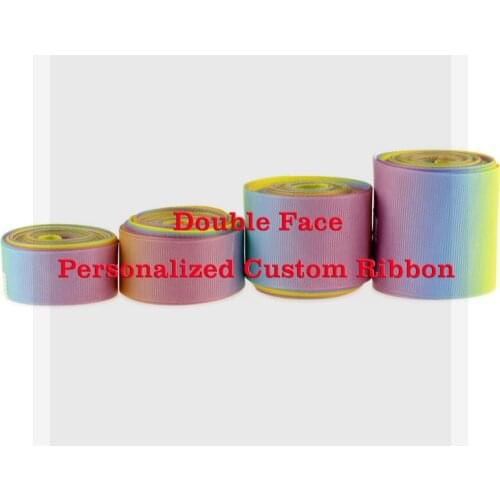 9mm-75mm Double Print Personalized Custom Design Printed Grosgrain Ribbon DIY Hair Bowknots Wedding Party Decor 100yards/roll