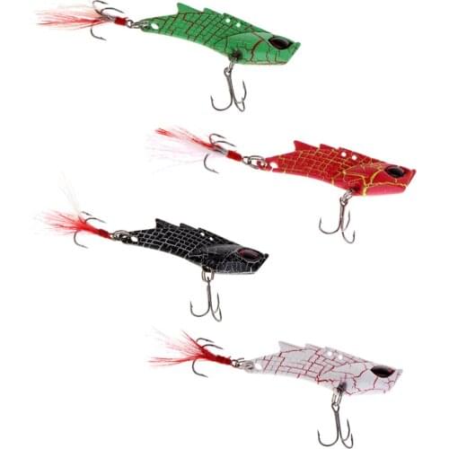 Metal VIB Fishing Lure Spinners Spoons Hard Bait Crankbaits with Feathers Treble Hooks