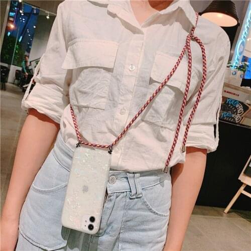 Marble Phone Case For OPPO RENO ACE 2Z 2 Z K5 K3 A1K A9 2020 F11 Pro F9 with Crossbody Lanyard Soft TPU Silicone Back Cover