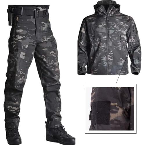 Mens TAD shark Softshell jacket outdoor warm Hunting Clothes Sport Jacket Or Pants Camouflage Military Army Suits for Hiking