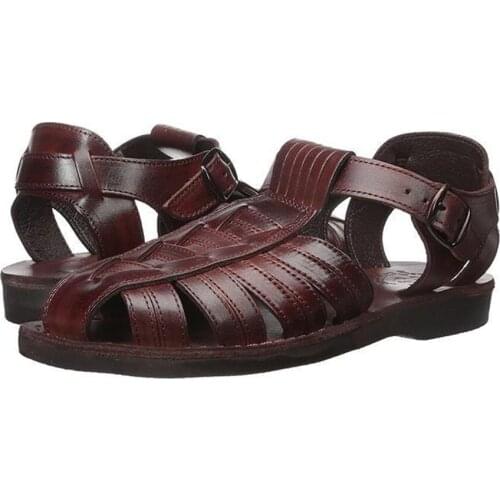 Men Leather Closed Toe Sandal