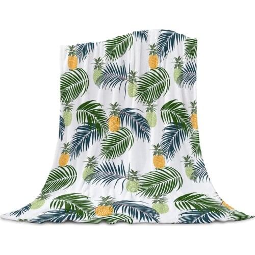 Living Room Sofa Blanket Pineapple Palm Leaf Summer Children Soft Throw Blanket Travel Airplane Hotel Portable Warm Thin Blanket