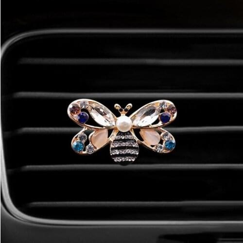 Bee butterfly Crystal Car Air Freshener Perfume lovely Auto Outlet Vent Solid Scent Fragrance car styling Interior accessories