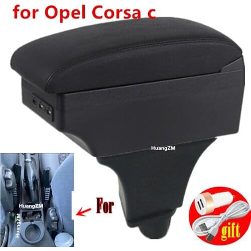 For Opel Corsa c Armrest Box Center Storage box car accessories Interior with USB LED