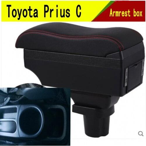 For ToyotaPrius C Prius C armrest box central Store content Storage box Aqua armrest box with cup holder ashtray USB interface