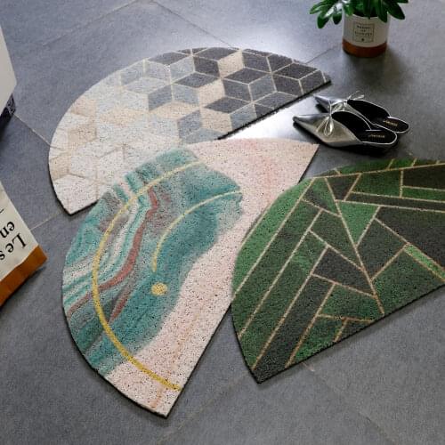 Half Round Rubber Doormat Washable Non-slip Rug for Hallway Geometry Resist Dirt Trapper Rugs Easy Clean Carpet Entryway Mat