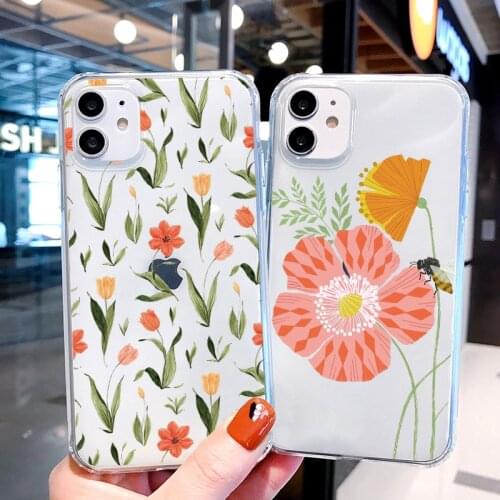 Clear Phone Case For iPhone 6s 7 8 Plus SE 2020 11 12 Pro Max X XS MAX XR Cactus Flowers Floral Soft Transparent Cover Fundas