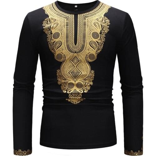 Black Print Shirt Men 2021 Hipster African Style Mens Tribal Ethnic Shirt Casual Slim Long Sleeve Streetwear Africa Clothing