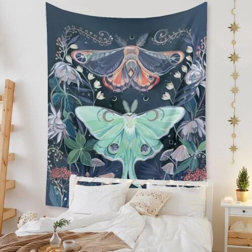 Nordic Floral Butterfly Tapestry Wall Hanging Home Bedroom Decoration Background Art Cloth Wall Covering Landscape Decor Blanket