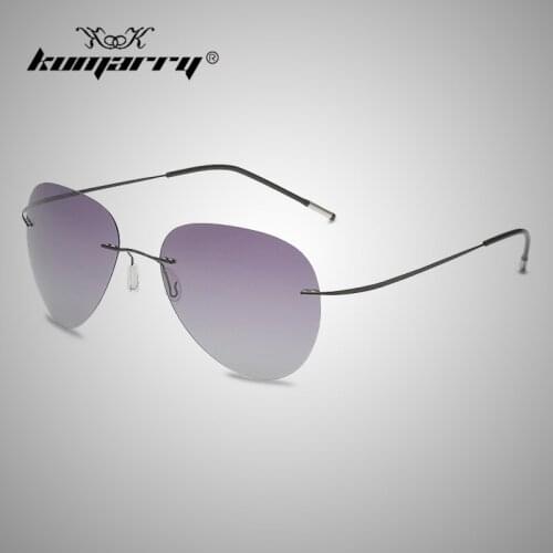 KUMARRY Vintage Rimless Pilot Polarized Sunglasses Men Lightweight Titanium Folding Leg Drivers Fishing Glasses UV400 KTM034
