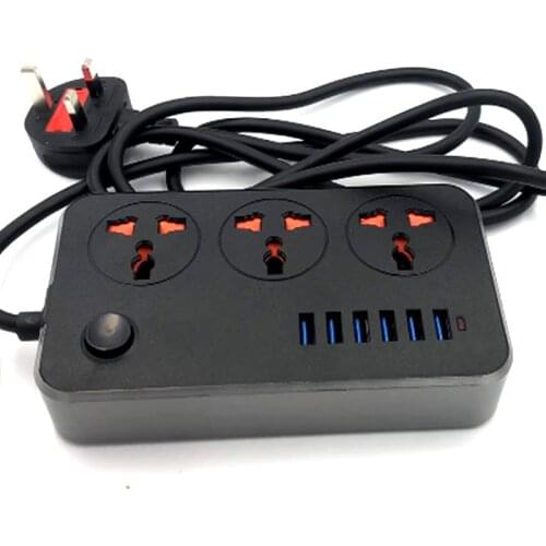 EU Standard 6 Usb 2 Round Pin Socket Is Suitable For Home Kitchen Port AC 220V British Power Strip Socket General 3-Hole Socket