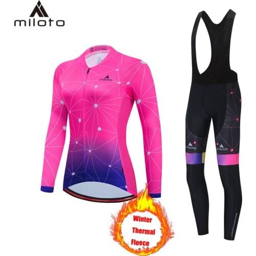 MITOTO Women Road Cycling Jersey Top MTB Winter Warm Thermal Fleece Long Sleeve Racing Bicycle Clothing Suit Outdoor Sports Suit