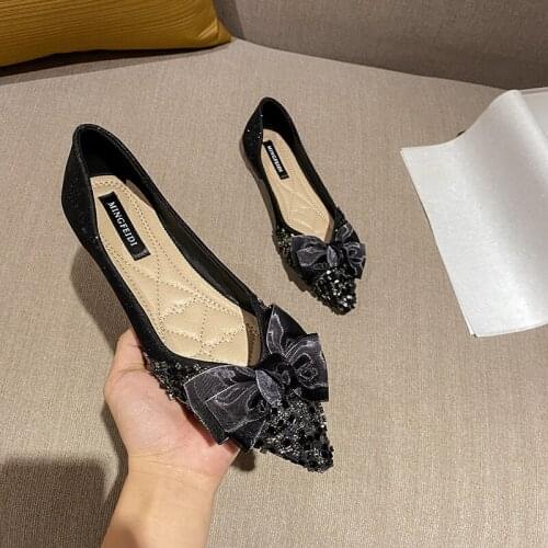 Zapatos de mujer Casual Flats womens Concise shoes Black Comfortable Ladies Office femme Party Rubber Pointed Toe flats Shoes