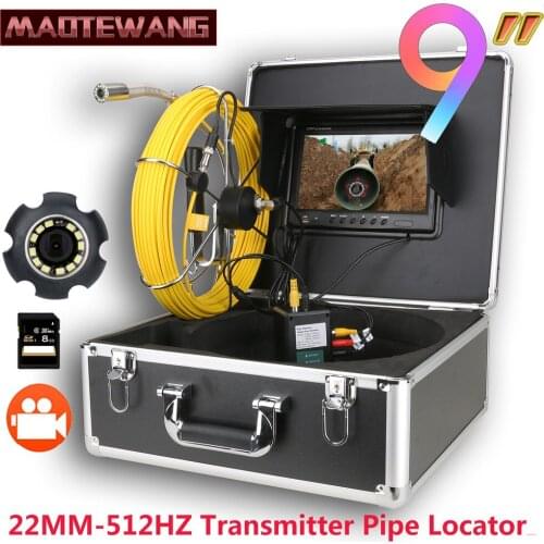 9" DVR Monitor Sewer Pipe Inspection Video Camera with 512HZ Transmitter Pipe Locator HD 1000TVL Industrial Endoscope System