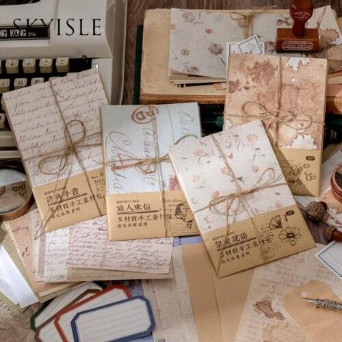SKYISLE Vintage Style Handbook Mixed Material Handmade Material Pack can be collaged non-sticky sticky paper decorative backgrou