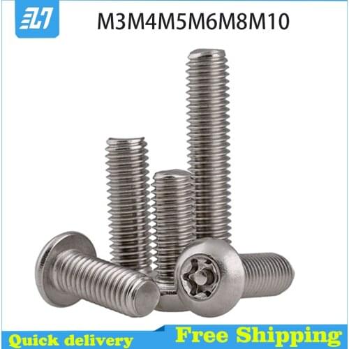 Button Head Six Lobe Torx Screw Metric Thread Security Head Machine Bolt 304 Stainless Seel M3 M4 M5 M6 M8 M10
