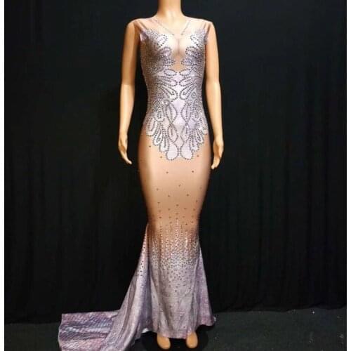 Top Quality Hand-made Floor-Length Sexy Bodycon Trumpet Dress Beading Elegant Evening Party Dress For Women