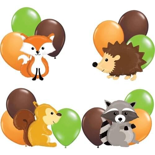 1set Big Animals Jungle Raccoon Fox Foil Balloons Helium Cartoon Happy Birthday Party Balloon Baby Shower Decorations Kids Toys