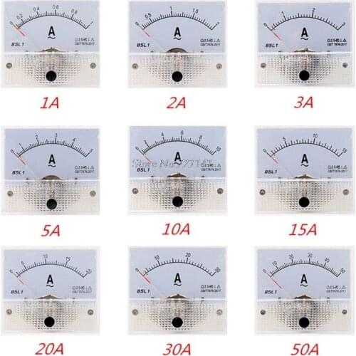 1PC 85L1 1A 2A 3A 5A 10A 15A 20A 30A 50A AC Panel Meter Analog Panel Ammeter Dial Current Gauge Class 2.5 Dropship