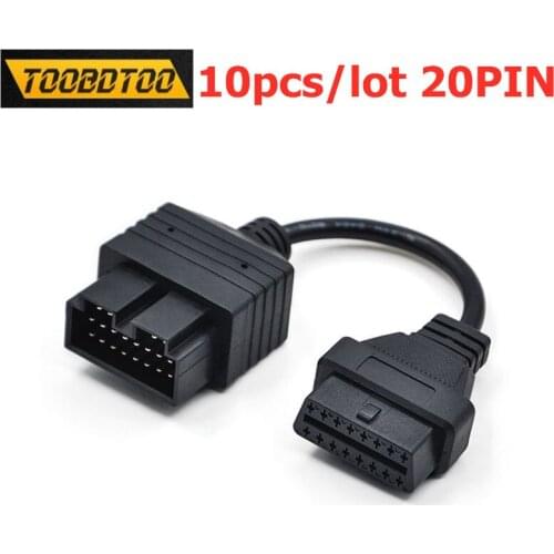 10pcs/lot 20PIN For KIA Diagnostic interface Best Wire Cable OBD1 to OBD2 Cable For KIA 20PIN to 16 PIN OBD OBD2 Female