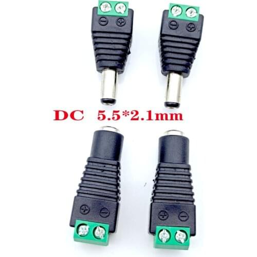 10PCS DC power plug connector 5.5*2.1mm Female Male Power Jack Adapter Plug Cable Connector for 3528/5050/5730 led strip light
