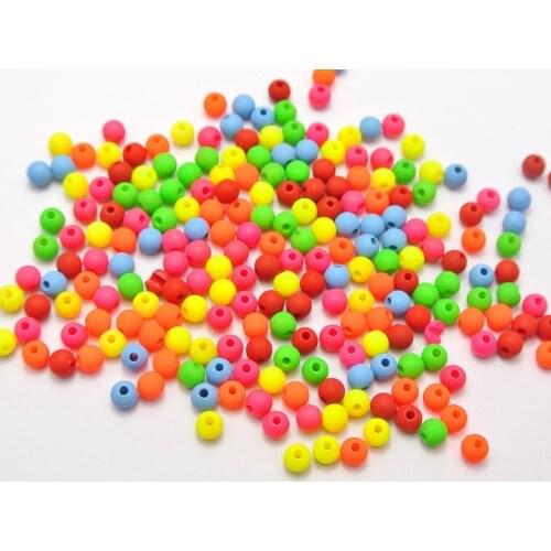 1000 Mixed Frost Neon Color Round Beads 4mm Smooth ball Seed Beads