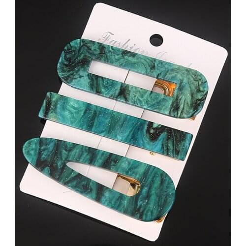 3 pcs elegant simple green leopard acetate hair clip barrette for women girls hair jewelry accessories