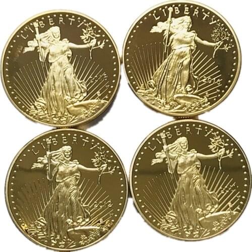40 Pcs Non Magnetic Freedom Liberty Coins Souvenir Badge Real Gold Plated Eagle 32.6 Mm Collectible Decoration USA Coin