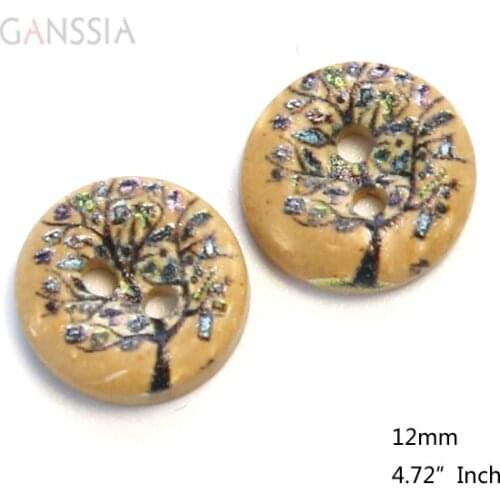 50pcs/lot Size:12mm Flower Tree Coconut Round Buttons Sewing Button for DIY Clothing Sewing Accessories (ss-1062)