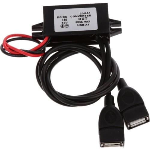 12V to 5V 3A 15W DC-DC Converter Power Supply Adapter Cable Wire for Car