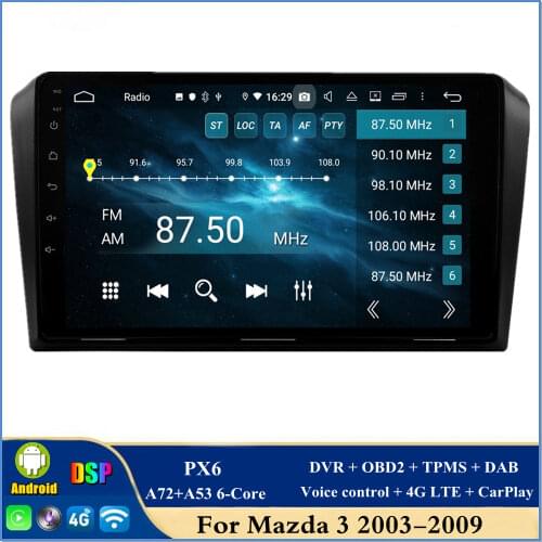 4gb+64gb PX6 6-Core 9" Android 10 Car DVD Head Unit for Mazda 3 2004-2009 DSP Stereo Radio GPS WIFI Bluetooth 5.0 CarPlay