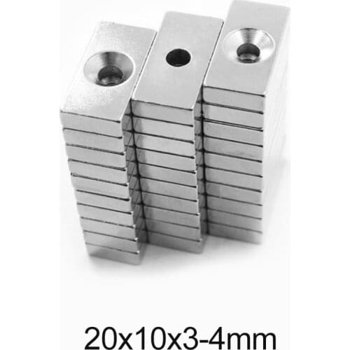 5~100PCS 20x10x3-4 Block Powerful Magnet 4mm Sheet Magnet With Hole 20x10x3-4mm Strong Permanent NdFeB Magnets 20*10*3-4 mm
