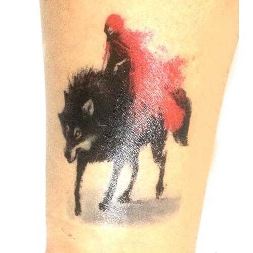 Fighting Wolf Waterproof Temporary Tattoo Sticker Horrifying Animal Grim Reaper Harajuku Tatoo Men The Flash Faux Tatouage