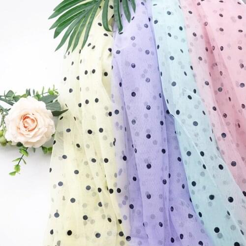 100X160cm Black Polka Dot Printed Mesh Tulle Fabric Fashion Dress Tutu Skirt Hair Accessories Background Decorative Net Fabric