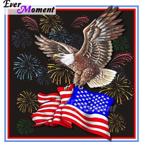 Ever Moment Diamond Painting Eagle America Flag Firework 5D DIY Rhinestone Mosaic Full Square Drill Diamond Embroidery ASF2038