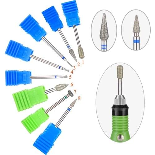 2PCS Diamond Nail Drill Bits Electric Manicure Machine Accessories Rotary Burr Mills Cutter Nail Polishing Remover Tools HF0015