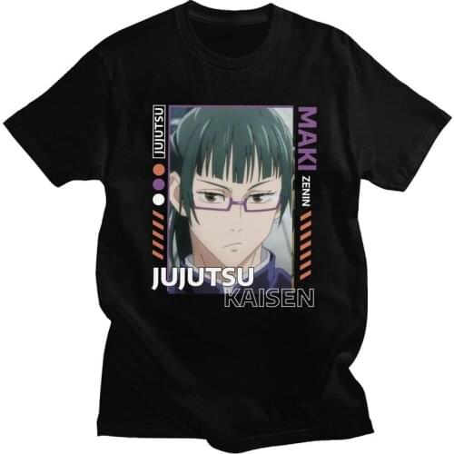 Maki Zenin Streetwear Tshirt Men Short Sleeve Summer T Shirt Classic Jujutsu Kaisen T-shirts Slim Fit 100% Cotton Tee Apparel