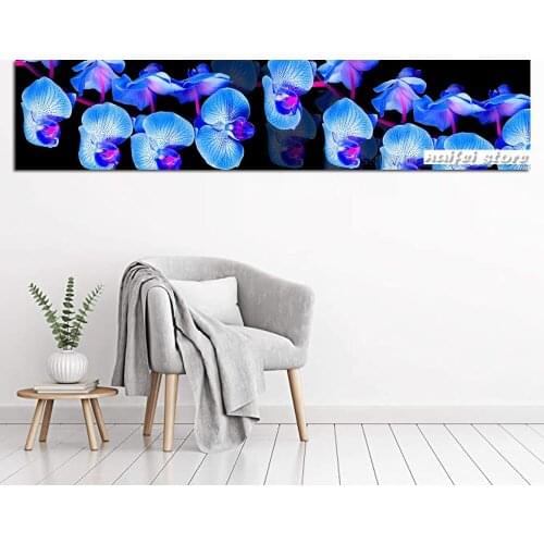 Full Square Round Diamond Painting Flowers Picture Of Rhinestones Beads Embroidery Blue Orchid Diamond Mosaic Full Layout Kits