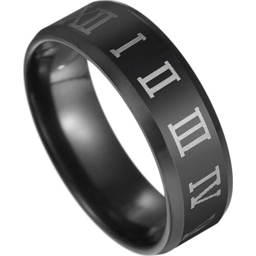Fashion Roman Number Print Party Club Prom Jewelry Men Band Finger Ring Gift
