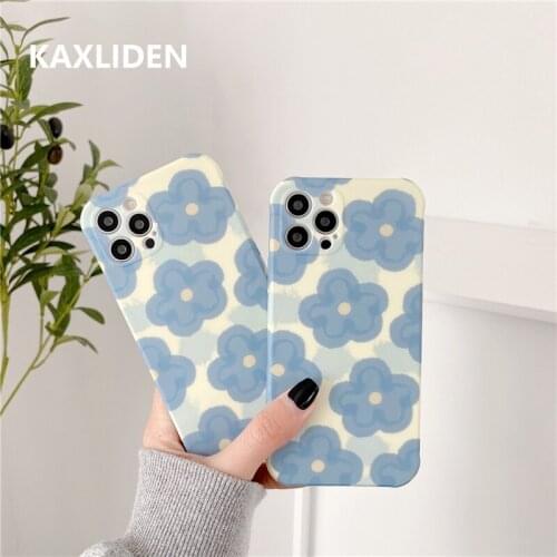 Fashion Fresh Cute Flower Phone Case For iphone 12 mini 7 8 plus X XR XS Max SE 2020 Back Cover Soft skin-friendly Silicone Capa