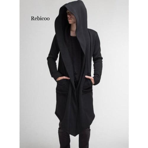 Men Hooded Sweatshirts Black Hip Hop Mantle Hoodies Fashion Jacket long Sleeves Cloak Coats Outwear Hot Sale