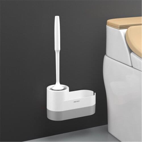Wall-Mounted Toilet Brush Set with Rotating Corner Organizer Bathroom Storage Box Home Cleaning Brush Holder Cleaning Tools Rack