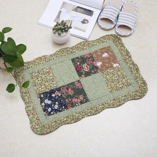 Pastoral Style Non-Slip Mat Soft Breathable living room Bedroom Kitchen Hallway Carpet Bathroom Pure Cotton Absorbent Foot Mat