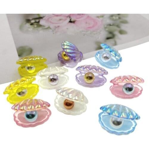 100pcs/lot new resin simulation glitter shell with pearl 23mm Making Embellishments Boy Girl Gifts DIY