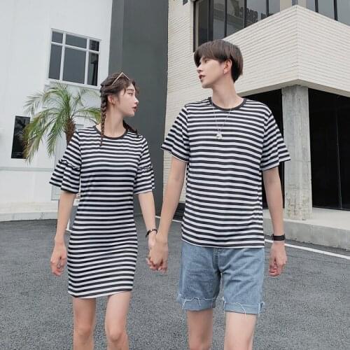 2021 new summer striped couples on stock couples clothes couples clothing