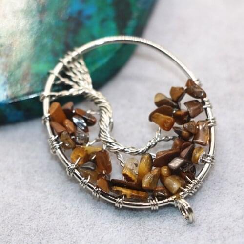 Natural Gravel Tiger Eye Stone Oval Pendant for Women 38*53mm Wholesale Price Elegant Charms Jewelry Accessories B3039