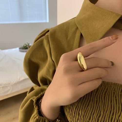 Retro Simple Silver Plated Open Smooth Ring for Womens New Fashion Creative Water Drop Geometry Party Jewelry Gifts