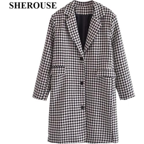 Женские пальто в клетку Sherouse China At AliExpress