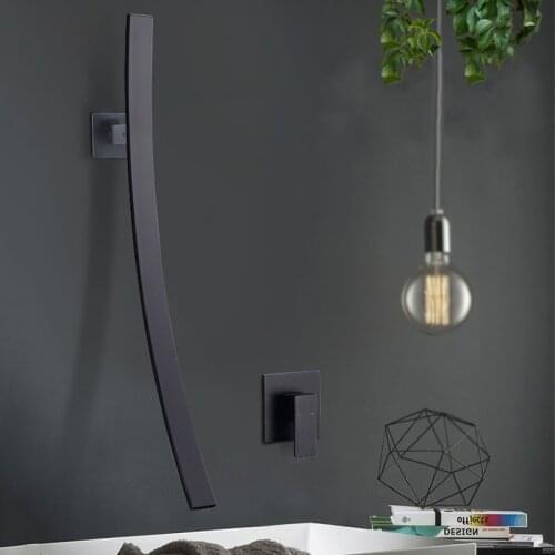 Bathroom Basin Faucet Modern Chrome Nickel Black Waterfall Spout Wall Mount Basin Sink Taps Single Handle Mixer Tap Concealed