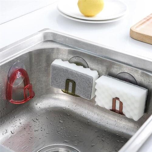 Kitchen Bathroom Dish Cloths Rack Toilet Sink Suction Sponges Holder Rack Suction Cup Drying Holder Scrubbers Soap Storage